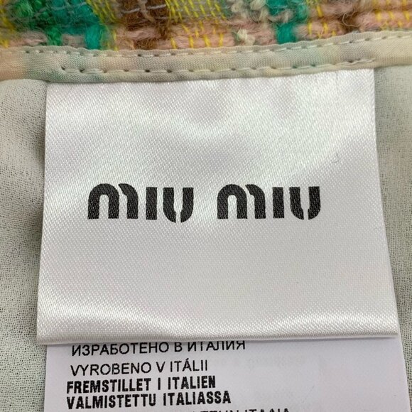 Miu Miu Colorful Plaid Tweed Wool-Blend Pleated Shorts Made In Italy Size 38 - Picture 6 of 8